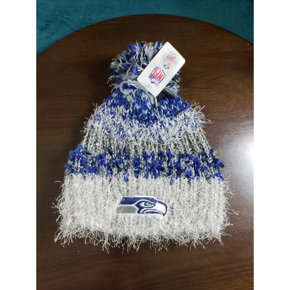 Seattle Seahawks Beanie Hat One Size Mens Blue Gray Football NFL NWT